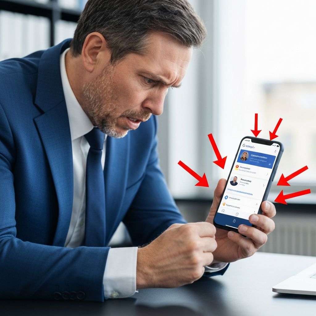 Business owner frustrated by poor Google Maps visibility while competitors dominate local search