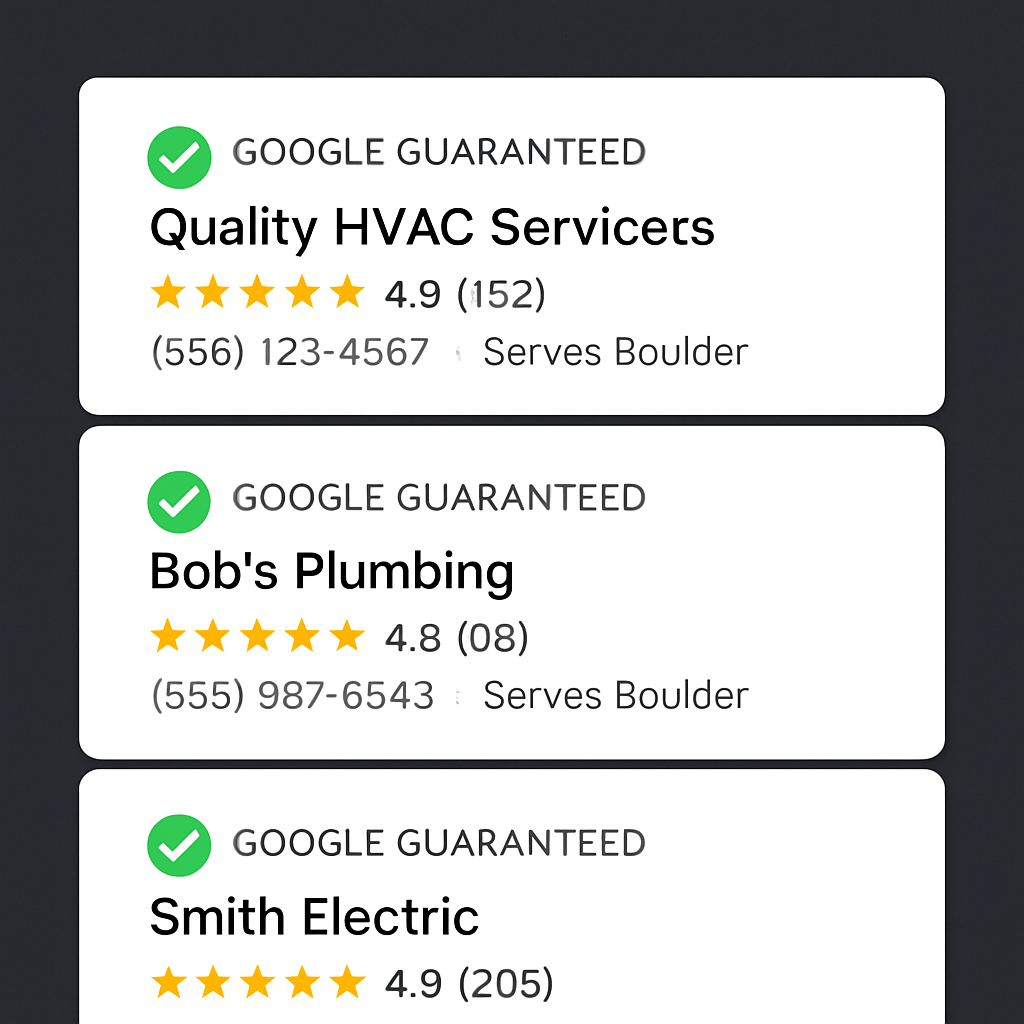 Local Service Ads with Google Guaranteed badge as they appear on Google Search