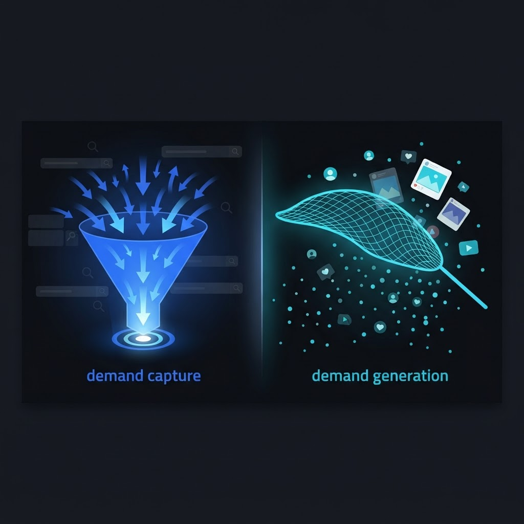 Demand capture versus demand generation — search intent on Google versus social discovery on Meta