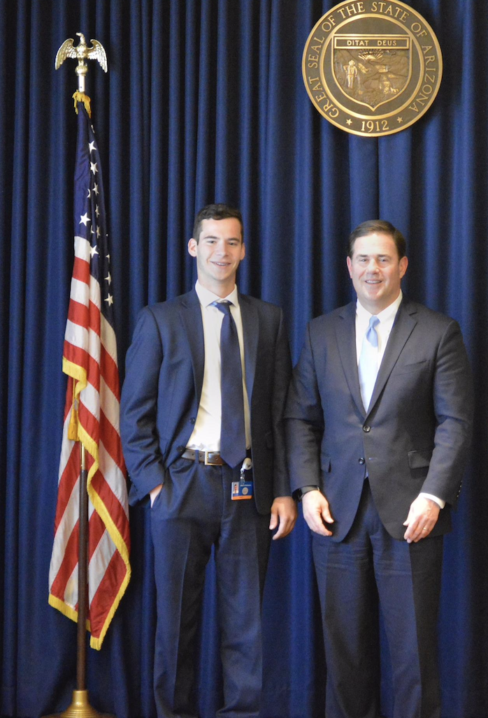 Brett Casaccio with Arizona Governor Doug Ducey during his 2017 internship at the Governor's Office